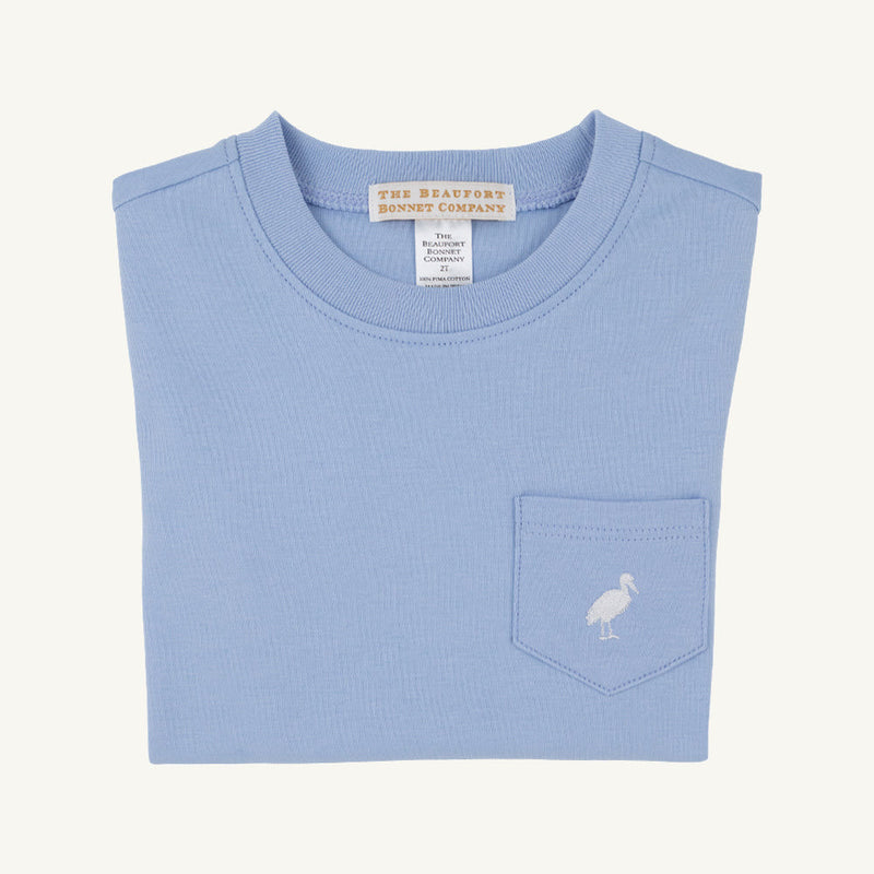 Carter Crewneck - Barbados Blue with Worth Avenue White Stork