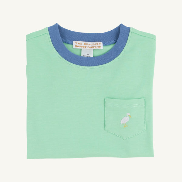 Carter Crewneck - Grace Bay Green with Barbados Blue & Multicolor Stork