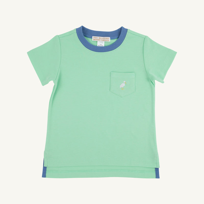 Carter Crewneck - Grace Bay Green with Barbados Blue & Multicolor Stork