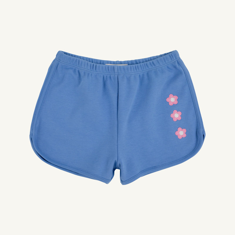 Cheryl Shorts - Barbados Blue with Flower Applique