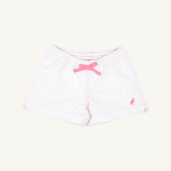 Cheryl Shorts - Worth Avenue White with Hamptons Hot Pink Stitching & Stork