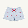 Critter Cheryl Shorts - Buckhead Blue & American Flag Embroidery with Richmond Red Bow