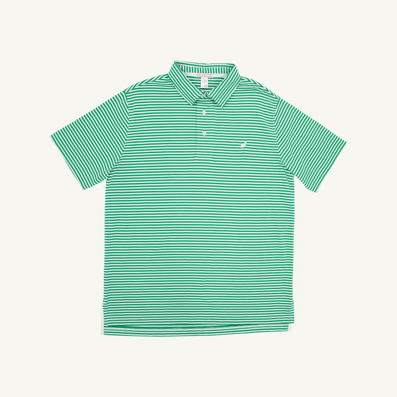 Croquet Party Polo (Men) - Kiawah Kelly Green Stripe with Bellport Butter Yellow Stork