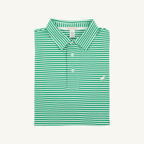 Croquet Party Polo (Men) - Kiawah Kelly Green Stripe with Bellport Butter Yellow Stork