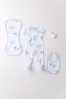 Burp Me Bib - Precious Peanuts (Blue) with Buckhead Blue