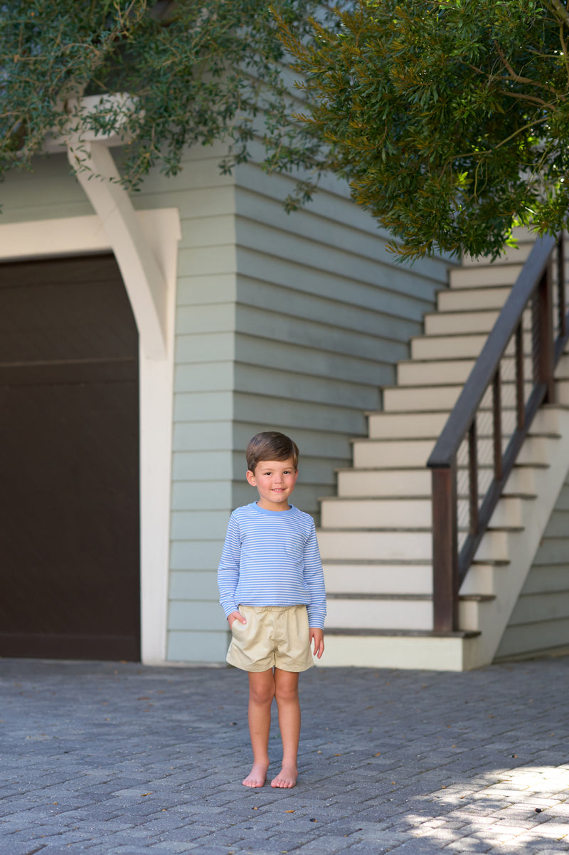 Long Sleeve Carter Crewneck - Barbados Blue Stripe with Buckhead Blue Stork