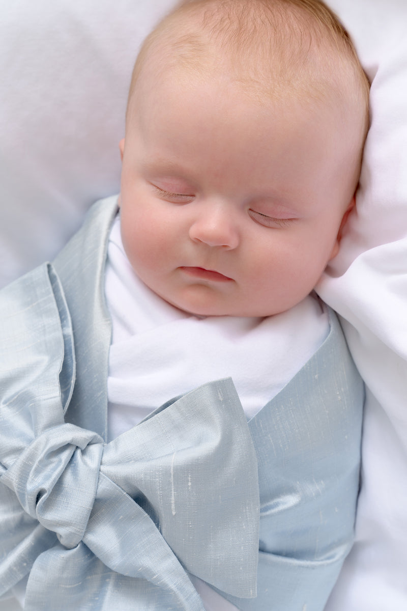 Bow Swaddle ® - Sea Blue Silk