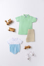 Prim & Proper Polo & Onesie - Grace Bay Green with Sunrise Blvd. & Worth Avenue White Stork