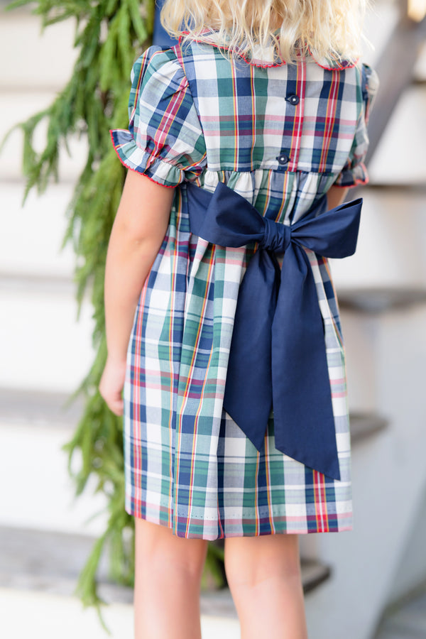 Dottie Hart Dress - Field Park Plaid with Nantucket Navy