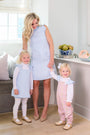 Emma's Elbow Patch Top & Onesie - Worth Avenue White with Palm Beach Pink