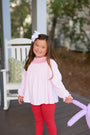 Bettye Sue Smocked Top - Palm Beach Pink with Richmond Red Smocking