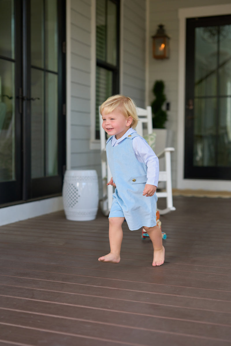 Peter Pan Collar Shirt & Onesie (Long Sleeve Woven) - Barrington Blue Mini Windowpane