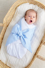 Bow Swaddle ® - Breakers Blue Seersucker