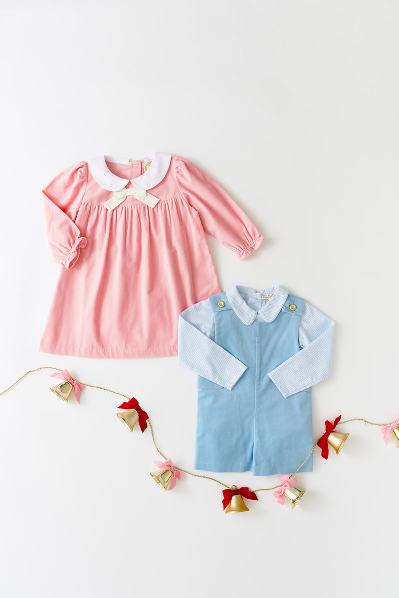 Peter Pan Collar Shirt & Onesie (Long Sleeve Woven) - Barrington Blue Mini Windowpane