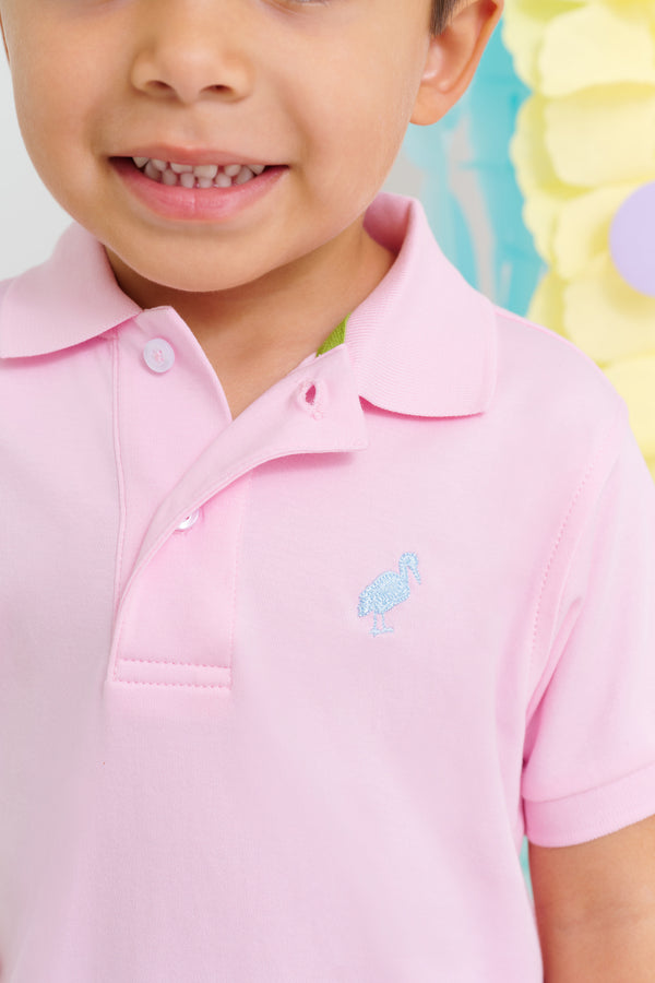 Prim & Proper Polo - Palm Beach Pink with Buckhead Blue Stork