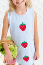 Annie Apron Dress - Buckhead Blue with Strawberry Appliques