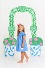 Holly Day Dress - Barbados Blue with Hamptons Hot Pink & Worth Avenue White with Duck Applique