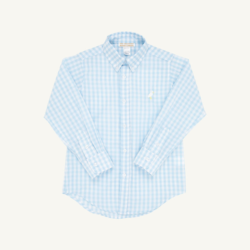 Dean's List Dress Shirt - Buckhead Blue Gingham with Multicolor Stork