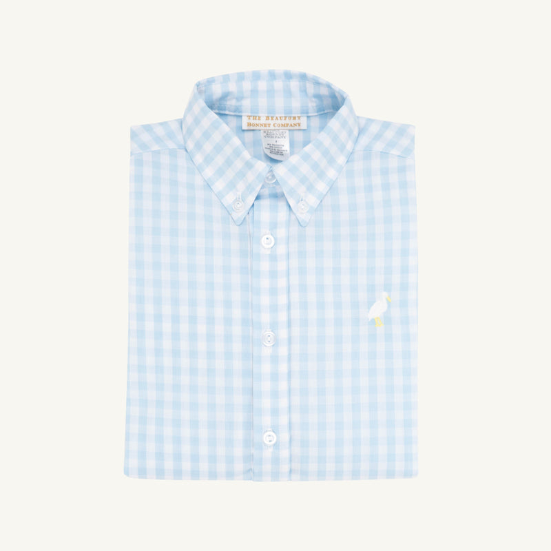 Dean's List Dress Shirt - Buckhead Blue Gingham with Multicolor Stork