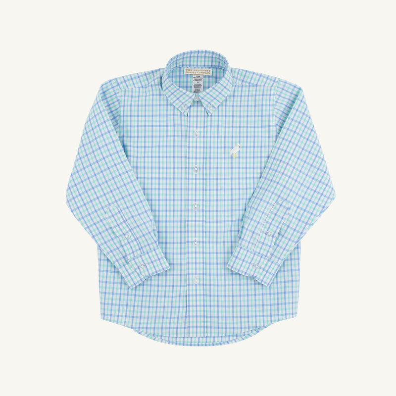 Dean's List Dress Shirt - Sunrise Blvd. Blue & Turks Teal Chandler Check with Multicolor Stork