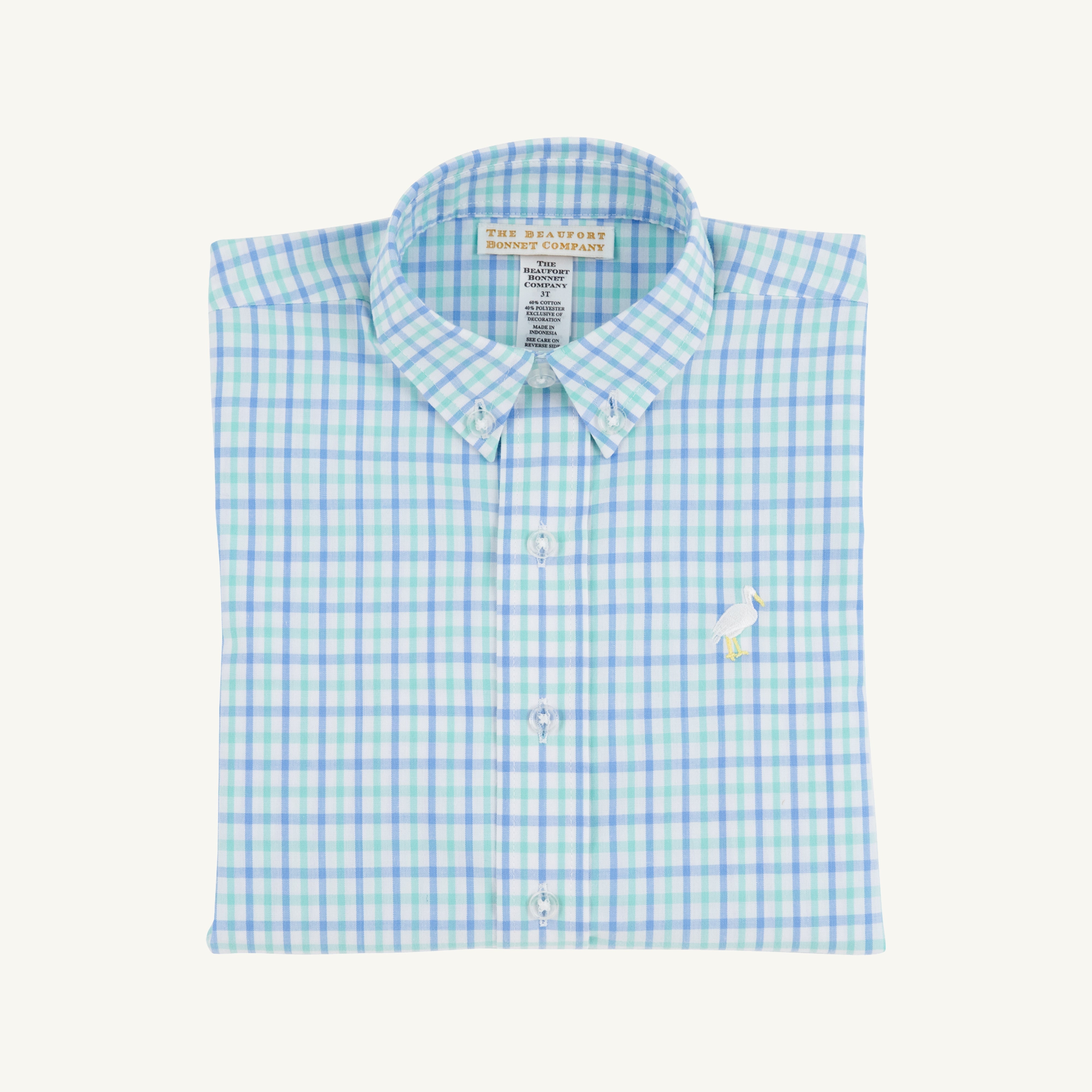 Dean's List Dress Shirt - Sunrise Blvd. Blue & Turks Teal Chandler Check with Multicolor Stork