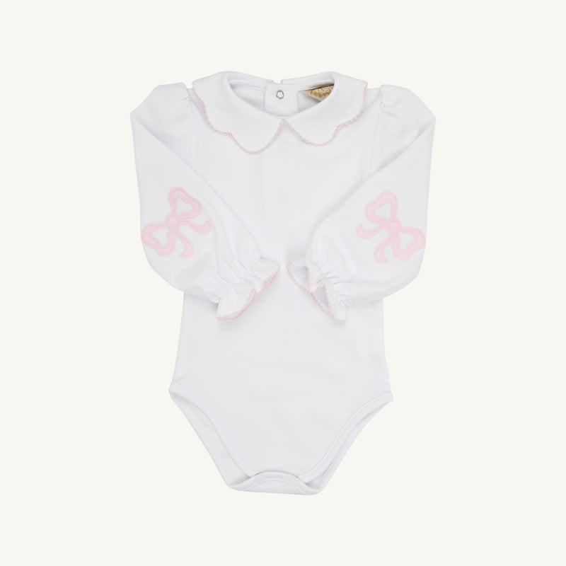 Emma's Elbow Patch Top & Onesie - Worth Avenue White with Palm Beach Pink