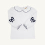 Emma's Elbow Patch Top - Worth Avenue White with Nantucket Navy Bows