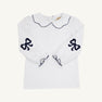 Emma's Elbow Patch Top - Worth Avenue White with Nantucket Navy Bows