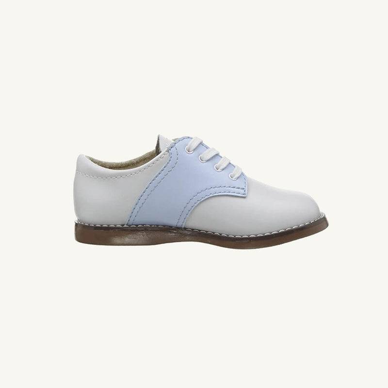 Footmates Saddle Shoe - White with Light Blue