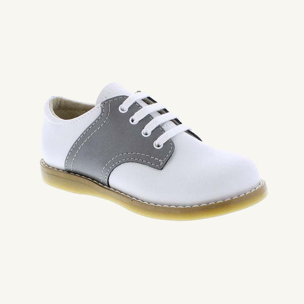 Footmates Saddle Shoe - White with Gray