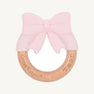 GooseWaddle x T.B.B.C. Bow Wooden & Silicone Teether - Palm Beach Pink