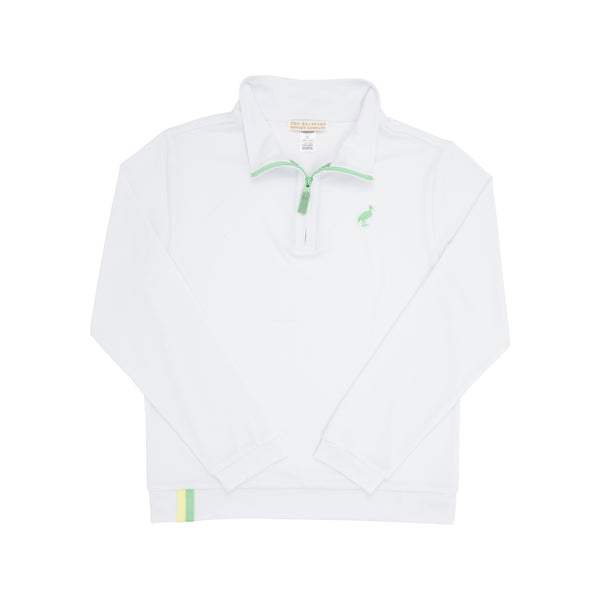 Prepletic™ Hayword Half-Zip (Unisex) - Worth Avenue White with Grace Bay Green