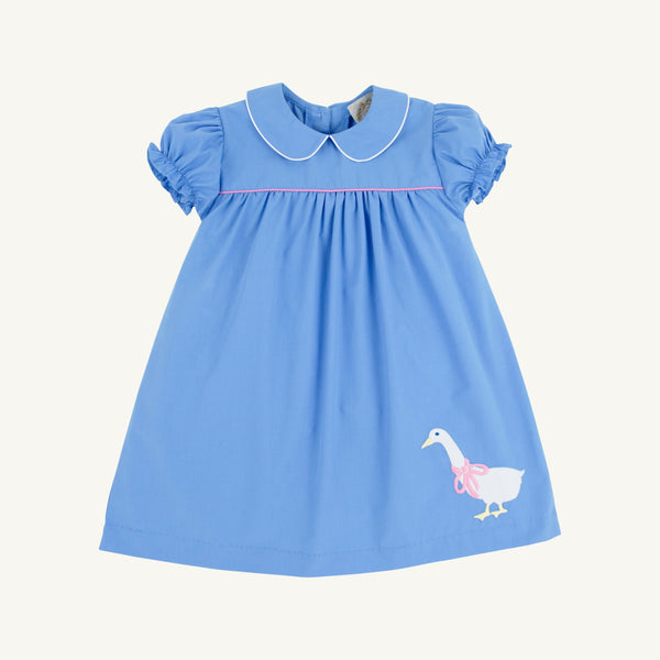 Holly Day Dress - Barbados Blue with Hamptons Hot Pink & Worth Avenue White with Duck Applique