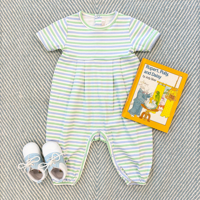 Short Sleeve Bradford Romper - Kennedy Cruise Stripe with Beale Street Blue