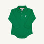 Long Sleeve Prim & Proper Polo & Onesie - Kiawah Kelly Green with Worth Avenue White Stork