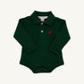 Long Sleeve Prim & Proper Polo & Onesie - Grier Green with Richmond Red Stork