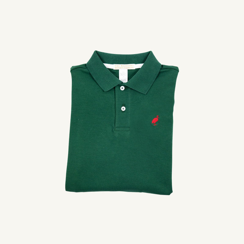 Long Sleeve Prim & Proper Polo & Onesie - Grier Green with Richmond Red Stork