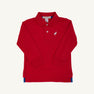 Long Sleeve Prim & Proper Polo & Onesie - Richmond Red with Worth Avenue White Stork