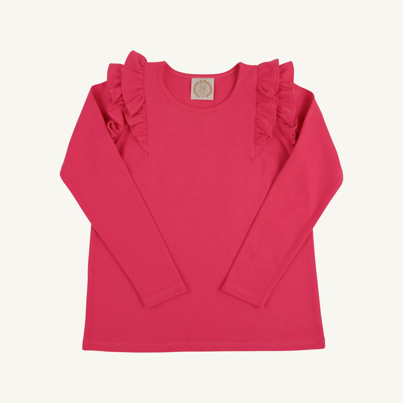 Long Sleeve Ruehling Ruffle Top - Palm Springs Punch