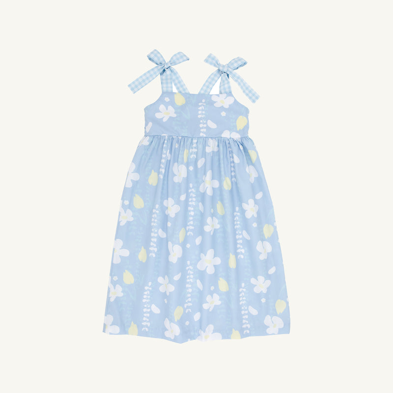 Macie Midi Dress - Water Street Wisteria with Buckhead Blue Gingham