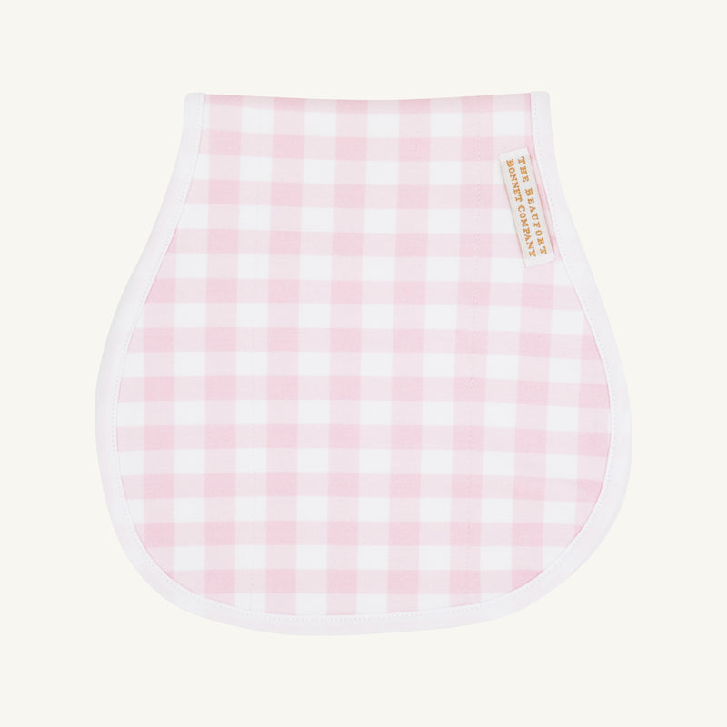 Oopsie Daisy Burp Cloth - Palm Beach Pink Gingham with Worth Avenue White