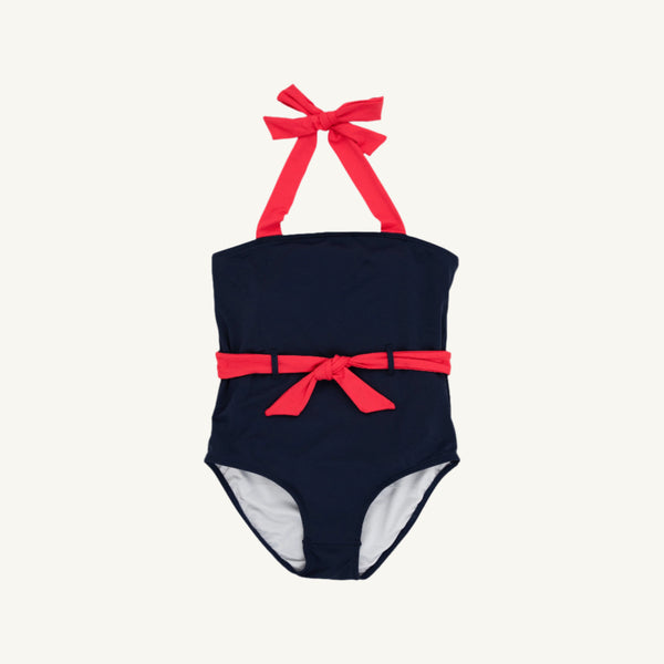 Palm Beach Bathing Suit - Nantucket Navy with Richmond Red