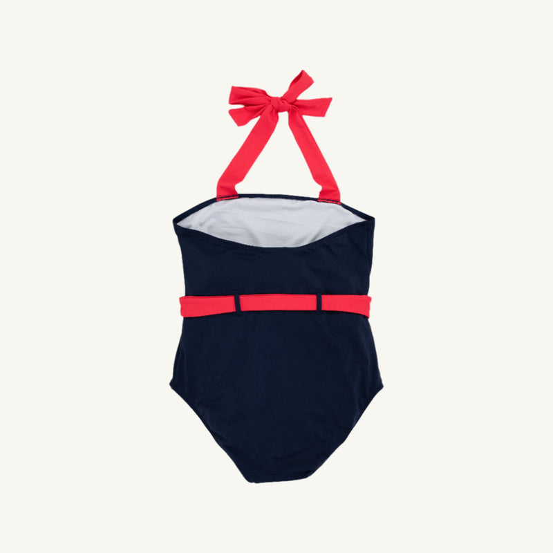 Palm Beach Bathing Suit - Nantucket Navy with Richmond Red