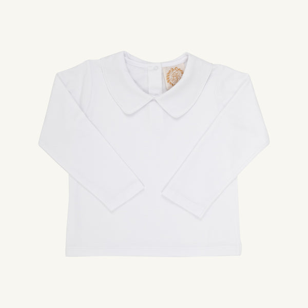 Peter Pan Collar Shirt & Onesie (Long Sleeve Pima) - Worth Avenue White