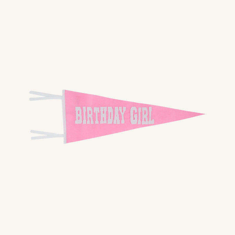 Picture Pennant - Hamptons Hot Pink with Worth Avenue White "Birthday Girl"