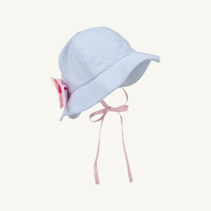 Pippa Petal Hat - Breakers Blue Seersucker with Palm Beach Pink