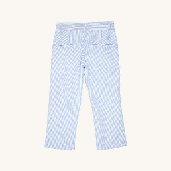 Prep School Pants - Breakers Blue Seersucker with Breakers Blue Stork