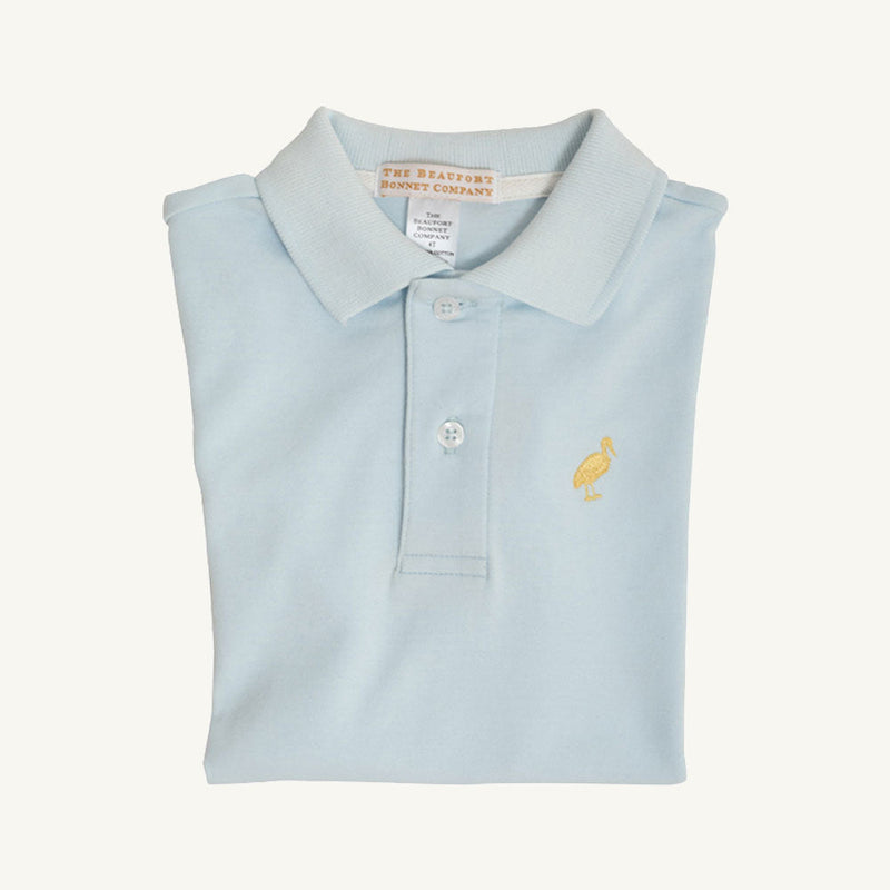 Prim & Proper Polo & Onesie - Buckhead Blue with Bellport Butter Yellow Stork