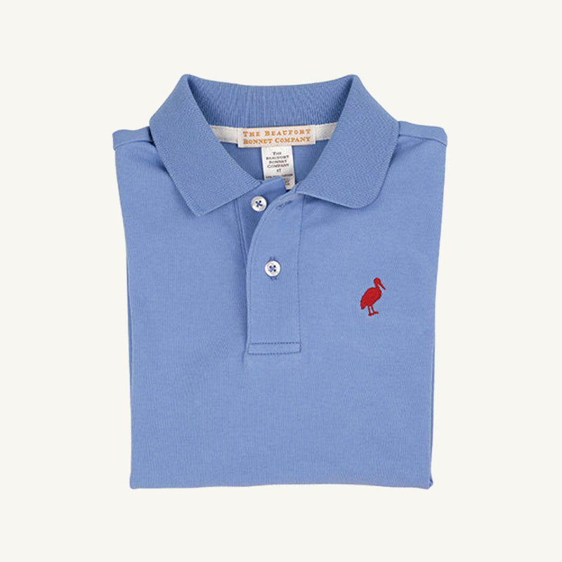 Prim & Proper Polo & Onesie - Barbados Blue with Richmond Red Stork