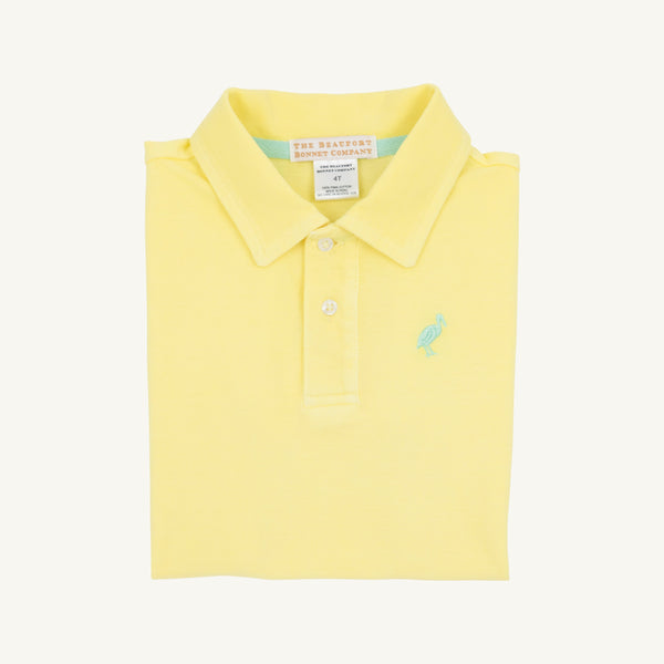 Prim & Proper Beach Polo & Onesie - Lake Worth Yellow with Grace Bay Green Stork